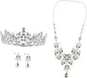 [Ipetboom] Crown Necklace Earrings Set Bridal Hair Accessory Creative Tiara Wedding Jewelry Kit