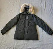 New Women's Alessandro Dell'Acqua Techno Fabric Raccoon Fur Hooded Jacket Size L