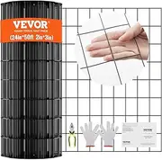 VEVOR Hardware Cloth, 24'' x 50' Galvanized Wire Mesh Roll, 16 Gauge Chicken Wire Fence Roll, Vinyl Coating Metal Wire Mesh for Chicken Coop Barrier, Rabbit Snake Fences, Poultry Enclosures