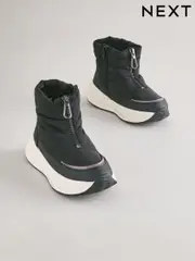 Black Zip Front Quilted Boots (E82296) | $33 - $40