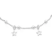 Silver 25cm Multi Stars Beaded Anklet