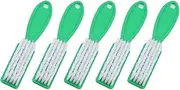 TopHomer 5 Pcs Nail Art Dust Clean Brush, Plastic Long Handle Fingernail Cleaning Scrubbing Brushes, Nail Cleaning Brushes for Home & Salon Use (Green)