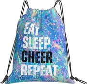 Qiohoey Eat Sleep Repeat Drawstring Backpack Gym String Bag Sports Drawstring Sackpack For Women Men