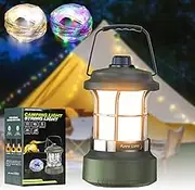 ALITOVE Camping Lantern with Outdoor String Light 15M Rechargeable Portable LED Camping Light 4 in 1 Quick Storage Tent Lights String Waterproof fot Hiking Garden Party Festive Decoration