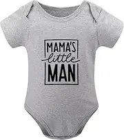 [WOOYONGING] Mama's Little Man Going Home Hospital Outfit for Baby Short Sleeve Boys Onesie White Cute Baby Boy Clothes 0-3 Mon