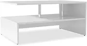 vidaXL Modern Engineered Wood White Coffee Table - Matte Finish, Rectangular, 90 x 59 x 42 cm, Two-Shelf Design with Ample Storage Space