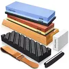 Knife Sharpening Stone Set Dual Grit Whetstone Knife Sharpener , Leather Strop