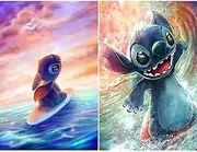 Better Selection 2 Pack DIY 5D Diamond Painting Kits,Simliber Full Drill Cartoon Stitch Rhinestone Diamond Painting for Beginner Adults Arts Craft Home Wall Decor, 11.8 X 15.8inch