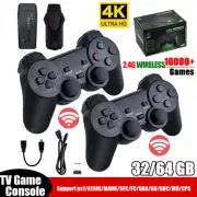 Wireless HDMI 4K TV Game Stick Console 10000+Built-in Games w/2 Wireless Gamepad