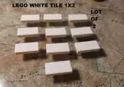 LEGO Tile Smooth white 1x2 Lot of 10 Building Brick Part