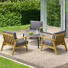 Livsip 4PCS Outdoor Lounge Set Patio Furniture Sets Grey Coffee Side Table