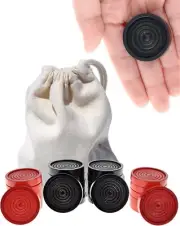 Wooden Checkers Pieces with Drawstring Storage Bag 1.5 inch diameter