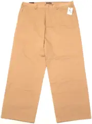 Mens NAUTICA True Khaki Anchor Pants 38X30 Flat Front, Beige, NEW