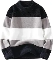 [SWEPER] Mens Pullover Sweater - Autumn/Winter Men's Matching Stripe Fashion Trend Sweater Men Casual Comfortable Warm Sweaters Men