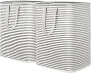 Lifewit 2-Pack 90L Laundry Hamper Large Collapsible Laundry Baskets, Freestanding Waterproof Clothes Hamper with Easy Carry Handles in Laundry Room Bedroom Bathroom College Dorm for Adults, Grey
