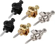 LRXIYODE Set of 6 Guitar Strap Locks Gold Guitar Button Strap Locks for Bass Electric Guitars Quick Install Guitar Strap Blocks