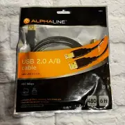 2 PACKS ALPHA LINE USB 2.0 A/B CABLE 480 BMPS COMPUTER PRINTER SCANNER 6 FT NEW