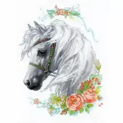 Cross-stitch kit Riolis 1804 Mane White And Roses Aida