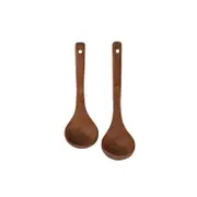 2PCS Kitchen Wooden Spoon Long Handle Curved Spoon Chicken Wings Wooden Spoon Oil Spoon Handmade Wooden Spoon