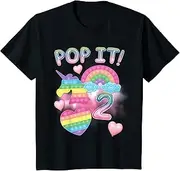 [X.Style] Kids Pop It 2nd Birthday Girls 2 Years Old Unicorn Rainbow Fidget ds1055 T-Shirt (S)