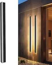 Oreq LED Indoor Wall Light, Modern Black Exterior Long Strip LED Light Bar Eaves Wall Sconces, IP43 Waterproof Indoor Wall Lighting Fixture Lamps for Courtyard, Passage, Porch(80cm)