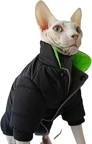 UOSIA Sphynx Warm Cat Coat Cold Weather Hairless Cat Clothes Winter Thickened Cat Jacket Plush Lining for Sphynx, Devon, Cornish