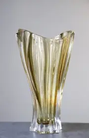 Vase12 " Flower Vase Bud Vase Yellow Color Bohemia Crystal Vase Gift
