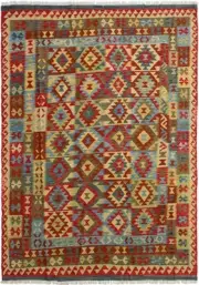 Vintage Hand Woven Carpet 6'8" x 9'7" Traditional Wool Kilim Rug