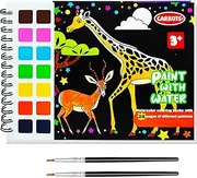 JUNQIU Watercolor Coloring Book For Kids, Paint With Water, Mess Free Coloring For Toddlers, Arts And Crafts For Kids Ages 3 4 5 6 7 8 Girls Boys - Animals