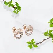 Modern Sphere Stud Earrings in Rose Gold Adorned with Crystals from SWAROVSKI®