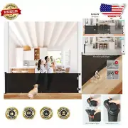 Space-Saving 118" Retractable Mesh Dog & Baby Gate - One-Hand Control Design