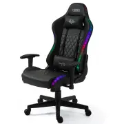 OVERDRIVE Gaming Chair, with Bluetooth Speakers, RGB LED Lights, Reclining Game Armchair, Black