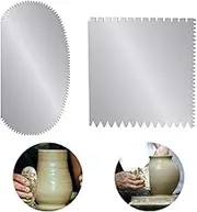 2 Pcs Sculpture Ceramic Molding Cutting Scrapers, Pottery Ribs Clay Sculpting Tools, Serrated Scraper Crafts Tools for Sculpting Texturing Modeling, Carved Clay Sculpture Scrapers