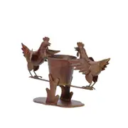 Willow & Silk 26cm Set of 2 Rustic Chooks Home Decoration with Bucket