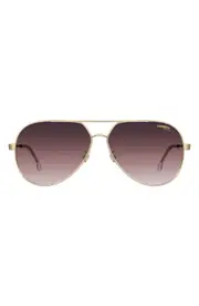 Carrera Eyewear 63mm Polarized Oversize Aviator Sunglasses in Gold Burgundy/Gradient Pink at Nordstrom One Size