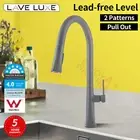 Brass Pull Out Kitchen Sink Mixer Tap 2 Spray Patterns Swivel Faucet