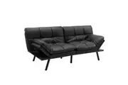 Costway Luxury PU Leather Sofa Bed Double Sofa Lounge Sofa Living Room Furniture Black