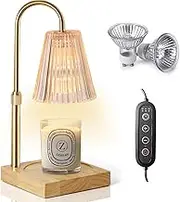 Candle Warmer Lamp with Timer - Dimmable, Height-Adjustable Wax Warmer for Candle Jars & Aromatherapy, Includes Two Bulbs (Home Essential Decor Gift)