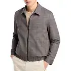 Hugo Boss Men's Long Sleeve HUGO Hellys Check Print Zip Front Jacket Med Brown