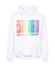 VTMNTS Barcode-Printed Drawstring Hoodie XL,XS,M White