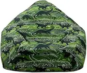 Bean Bag Chair Cover, Lukery Stuffed Animal Storage Bean Bag Chair Cover Kids Adults(No Filler), Cartoon Animals Bean Bag Covers Sofa Gaming Storage Bag Indoor Lazy Lounger (80x90cm,Green Dinosaur)