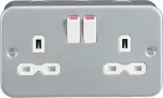 Knightsbridge MR9000 Metal Clad 13A 2 Gang DP Switched Socket, Grey, 45.0 mm
