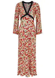 Rixo Tania Floral-print Crepe Midi Dress - Red - L (UK 14 / L) L (UK 14 / L)