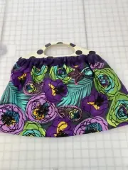 Knitting Crocheting Sewing Fabric Bag Vintage Pattern Wooden Painted Handled