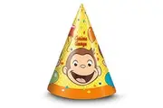 Vibrant Colors Curious George Party Hats Pack of 8 - Festive Fun Design - Perfect for your Kid's Celebration