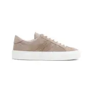 [Moncler] Moncler-Light Beige Suede Leather Monaco2 Low Top Sneakers-Donna 38.5 IT