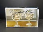 Vintage Crystal Clear Glass Light Lamps Candle Holders ALEXANDRA set 2 NIB