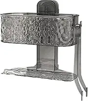 Double-Layer Ventilated Tray Wall Suction Shelf - Double-Layer Holder Suction Cup, Ventilated Wall Tray Home Organizer for Bathroom, Tissue Shelf Holder Organizer Tray No Punching with Clip for Showe