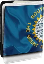[JEJEA] South Dakota Flag Map Print Travel Organizer Credit Cards Case Passport BookPassport Holder Cover Wallet forTraveling,, Black, One Size