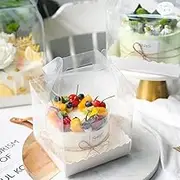 DZOZO 10Pcs Transparent Cake Box - Clear Square Plastic Baking Container for Cupcakes, Candy, Chocolate, Dessert Display and Gift Packaging